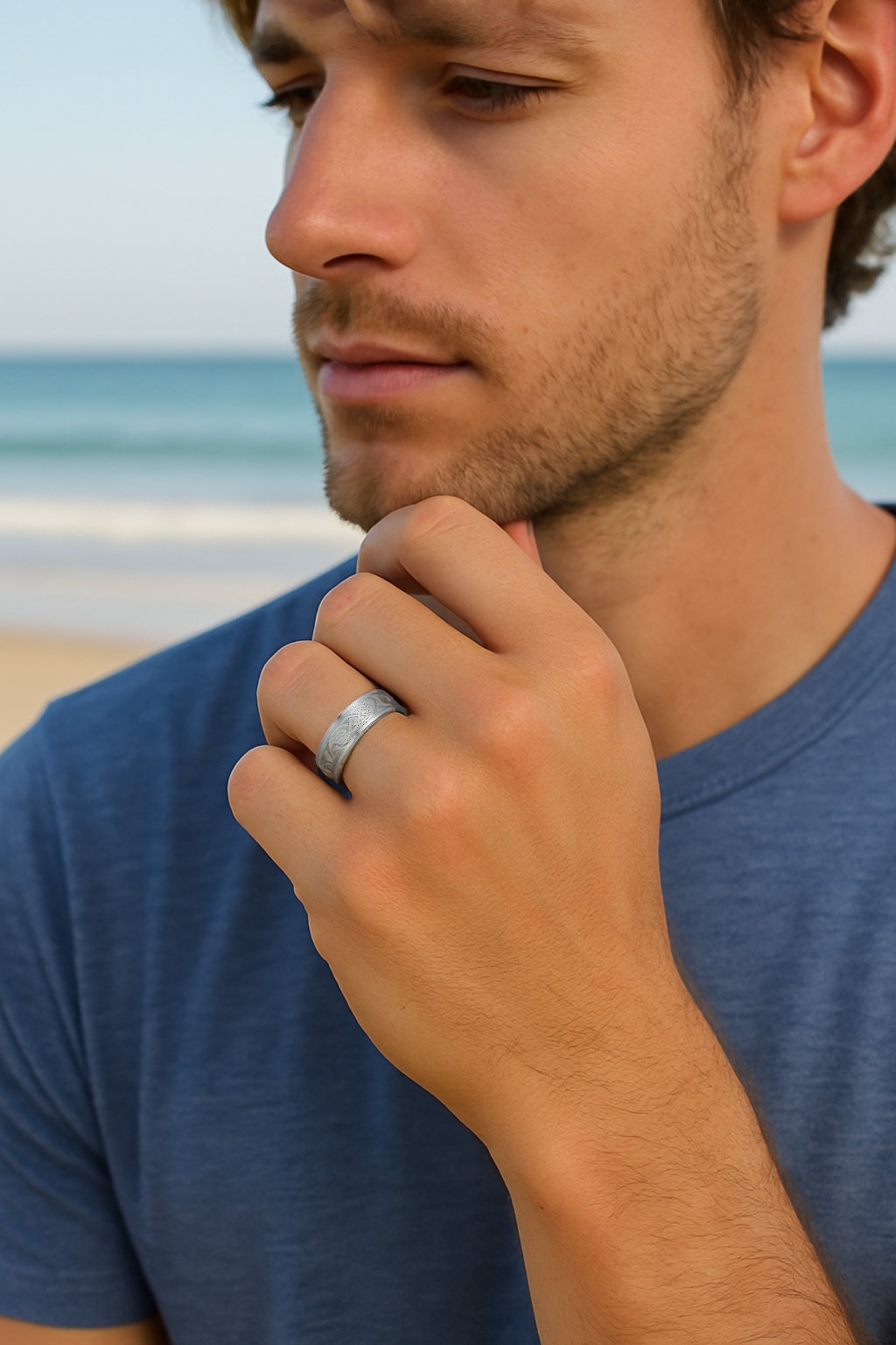 tungsten celtic ring with engraving for men